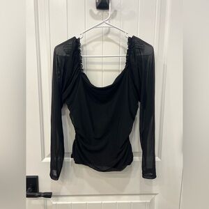Elegant Black Long Sleeve Women's Top